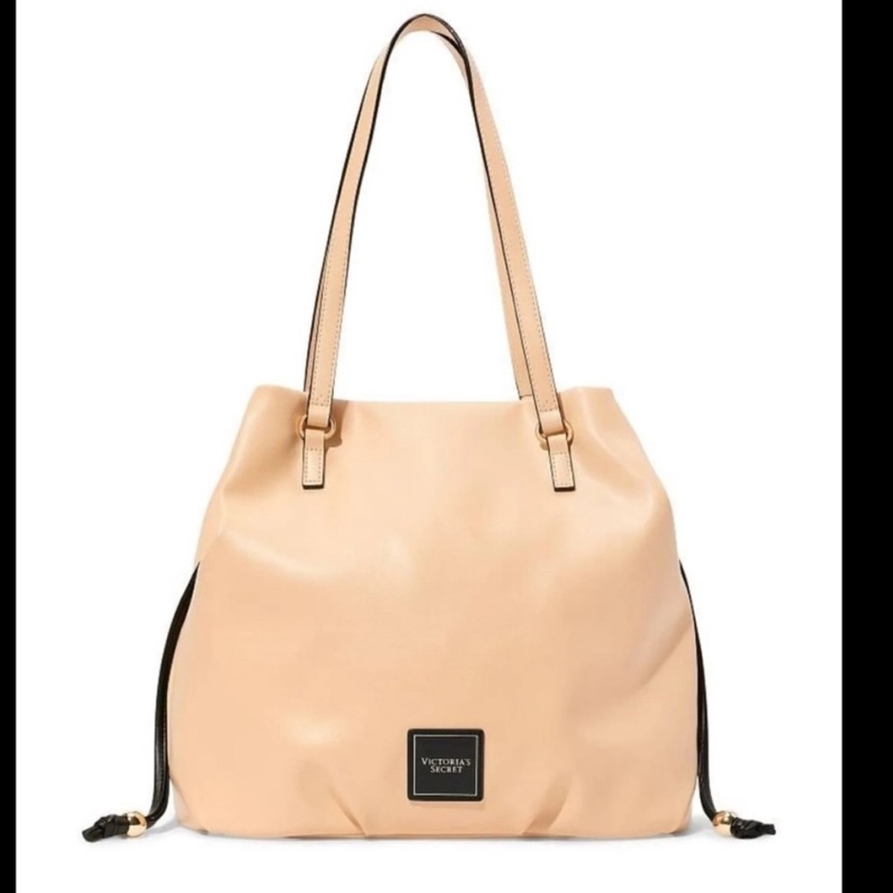 NWT Victoria’s Secret Cream Faux Leather Shoulder Tote Bag